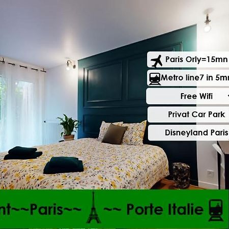 8 Personnes - 4 Rooms - 2 Salle De Bain - Metro 7 & 14 - Porte Italie - Private Car Park- Wifi Le Kremlin-Bicêtre Exteriör bild